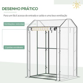 Estufa de Jardim Estufa com Porta Enrolável 8 Orifícios de Ventilação