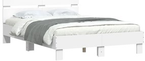 Estrutura de cama com cabeceira e luzes LED 120x200 cm branco