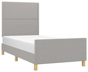 Estrutura de cama sem colchão 100x200 cm tecido cinzento-claro