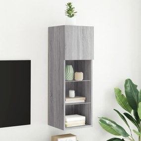 vidaXL Móvel de TV com luzes LED 30,5x30x90 cm cinzento sonoma