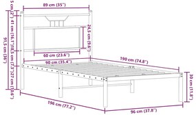 Estrutura cama s/ colchão derivados de madeira carvalho sonoma
