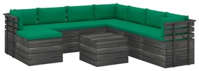 9 pcs conjunto lounge de paletes com almofadões pinho maciço