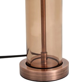 Candeeiro de Mesa Hotel Chic Bronze Escuro com Vidro Castanho - Amara