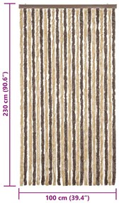 Cortina anti-insetos 100x230 cm chenille castanho-escuro e bege