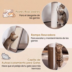 Arranhador para Gatos, 70 x 40 x 155 cm, Multinível com Casinha, Preto+ Branco