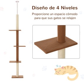 PawHut Arranhador para Gatos de Chão ao Teto 43x27x228-260 cm Torre pa