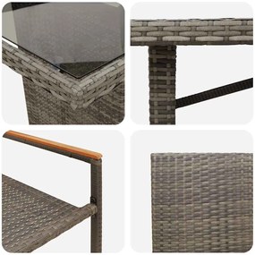Conjunto de Jantar vidaXL de 7 peças Cinza Rattan