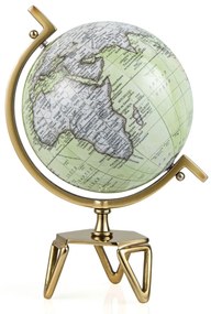 Globo geográfico mundial de 26 cm com suporte de metal em formato de triângulo decorativo antigo e giratório L