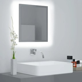 vidaXL Espelho casa banho c/ LED 40x8,5x37 cm acrílico cinza brilhante
