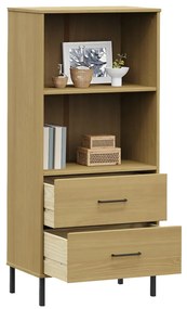 Estante c/ 2 gavetas 60x35x128,5cm madeira maciça OSLO castanho
