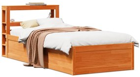 vidaXL Estrutura cama c/ cabeceira 90x190 cm pinho maciço castanho-mel