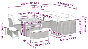 Conjunto de Sofá de Jardim de 12 Peças com Almofadas Bege em Rattan Ac