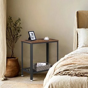 Mesita auxiliar de estilo industrial con estante 60 x 30 x 60 cm castanho-preto vintage