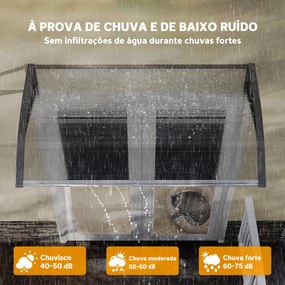 Marquise para Portas e Janelas 110x60 cm com Painéis de Policarbonato e Barras de Alumínio Transparente