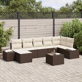 vidaXL Conjunto de Sofás de Jardim de 7 Peças com Almofadas em Rattan Poly