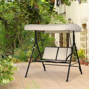 Baloiço de Jardim Exterior de 2 Lugares com Toldo Ajustável e Estrutura em Aço Assentos Textilene 140x118x162 cm Bege