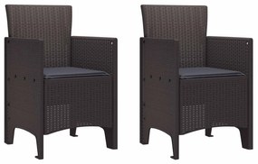 vidaXL Cadeira de Jardim 2 pcs Castanho 53 x 49 x 85 cm PP