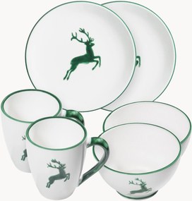 Conjunto de pequeno-almoço artesanal Grüner Hirsch, 2 pessoas, conjunto de 6