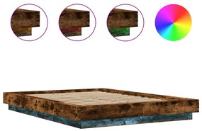 Estrutura cama c/ luzes LED derivados madeira carvalho fumado