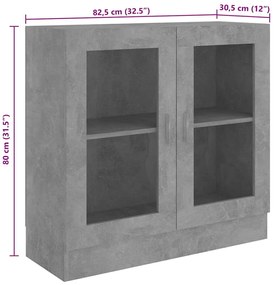 Armário vitrine derivados de madeira cinza cimento