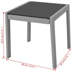 Espreguiçadeiras com mesa 2 pcs alumínio preto