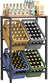 Estante para caixas de bebidas, 2 níveis, para 4 caixas 40 x 70,4 x 117,3 cm Castanho-preto