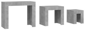 Mesas de centro de encastrar 3 pcs contraplacado cinza cimento
