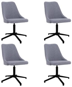 vidaXL Cadeiras de jantar giratórias 4 pcs tecido cinzento-claro