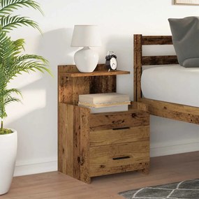 Mesa de cabeceira com 2 gavetas madeira antiga 40x36,5x62 cm