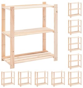 3051120 vidaXL 10 unidades arrumação 3 prateleiras 80x38x90cm pinho 150 kg