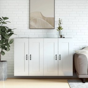 vidaXL Móveis de parede 2 pcs derivados de madeira branco brilhante