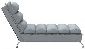 Chaise lounge com almofadões tecido cinzento-claro