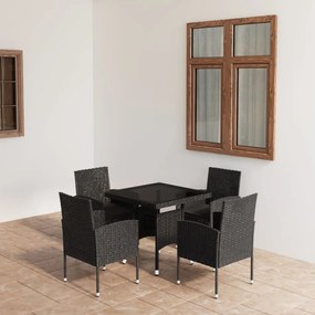 3059414 vidaXL 5 pcs conjunto de jantar para jardim vime PE preto