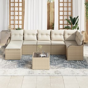 Conjunto de Sofá de Jardim vidaXL 8 Peças com Almofadas em Vime Políme