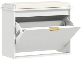 HOMCOM Bancada de Sapateira com Almofada de Assento Acolchoado e Gaveta Rebatível para Corredor Quarto 62x26x47,5 cm Branco | Aosom Portugal