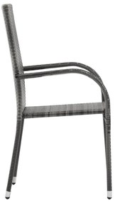 7 pcs conjunto de jantar para jardim cinzento e preto