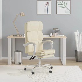 vidaXL Cadeira de escritório reclinável couro artificial cor creme