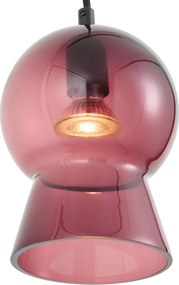 Candeeiro pendente retro preto com vidro roxo para sistema de calha monofásica - Iconic Bell