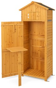 Abrigo armário de arrumação exterior para jardim Porta com fechadura Mesa dobrável Ganchos Organizador de ferramentas 75 x 50 x 180,5 cm
