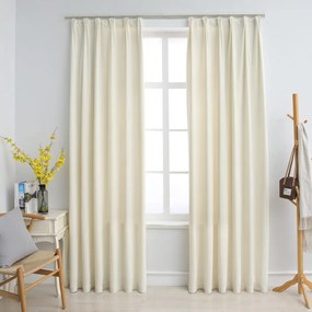134518 vidaXL Cortinas blackout com ganchos 2 pcs 140x245 cm veludo cor creme