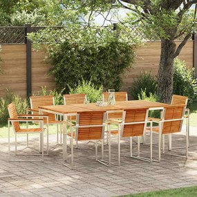 Conjunto de Jantar para Jardim vidaXL de 9 Peças em Madeira de Teca Maciça