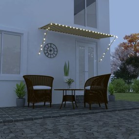 vidaXL Toldo retrátil com LED 300x150 cm amarelo e branco