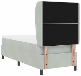 Cama Box com Colchão Cinza Claro 80 x 200 cm de Veludo