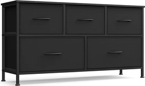 Cómoda com 5 gavetas de tecido 30 x 98,8 x 52,2 cm Preta