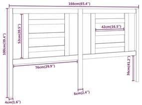 Cabeceira de cama 166x4x100 cm pinho maciço castanho mel