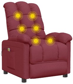 Poltrona de massagens elétrica reclinável tecido vermelho tinto