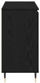 Sideboard vidaXL com portas e gavetas Preto Carvalho 101,5x35x70 cm