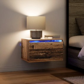 Criados-mudos vidaXL com luzes LED 2 pcs parede montada madeira velha