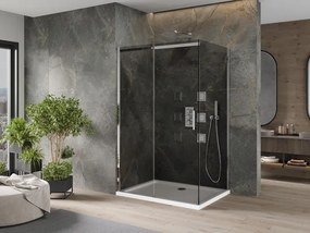 Mexen Omega cabine de duche deslizante 100 x 90 cm, grafite, cromado + base Flat, branco - 825-100-090-01-40-4010