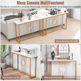 Mesa consola de entrada moderna, Mesa lateral longa com moldura em ouro 120 x 30 x 80,5 cm Dourada
